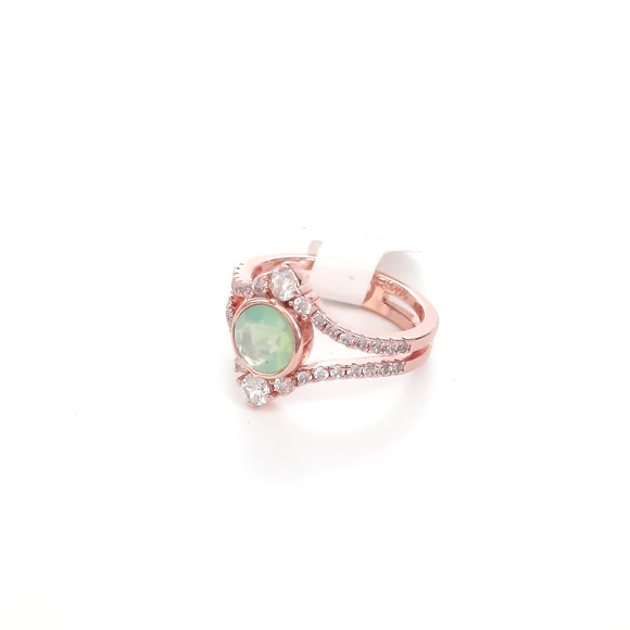 New Bomb Party Faceted Opal Clear Crystal Stone Rose Gold Plated Ring Size 6 - Picture 2 of 8